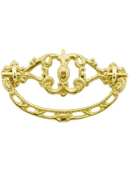 Victorian-Era Brass Bail Pull - 3 inch Center to Center in Unlacquered Brass.